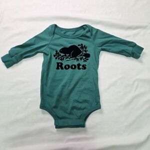 Baby Roots 0-3m LS Green Bodysuit 100% Organic Cotton Cooper Beaver Sustainable